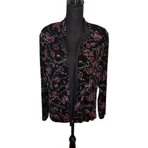 Xscape Black Floral Glitter Open Jacket Women’s Evening Blazer